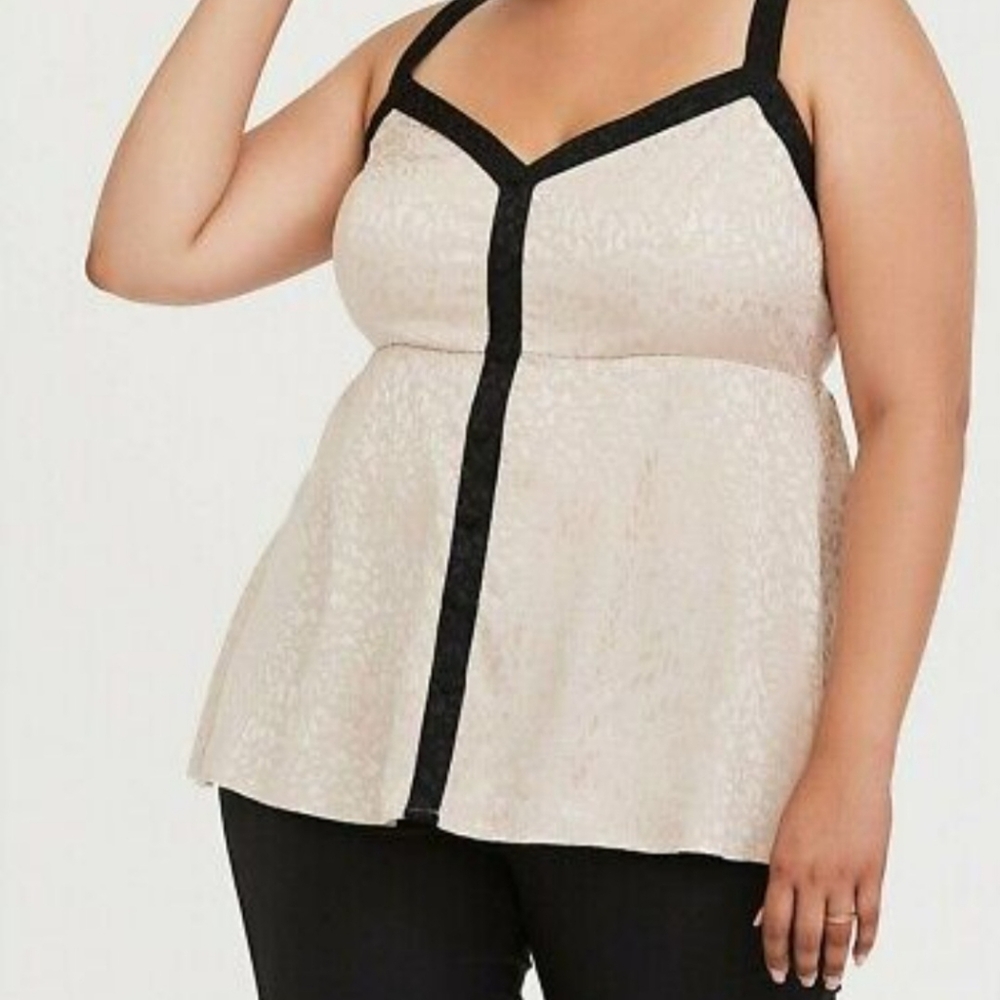 Torrid Jacquard Leopard Button BabyDoll Cami Tan and Black Size 1